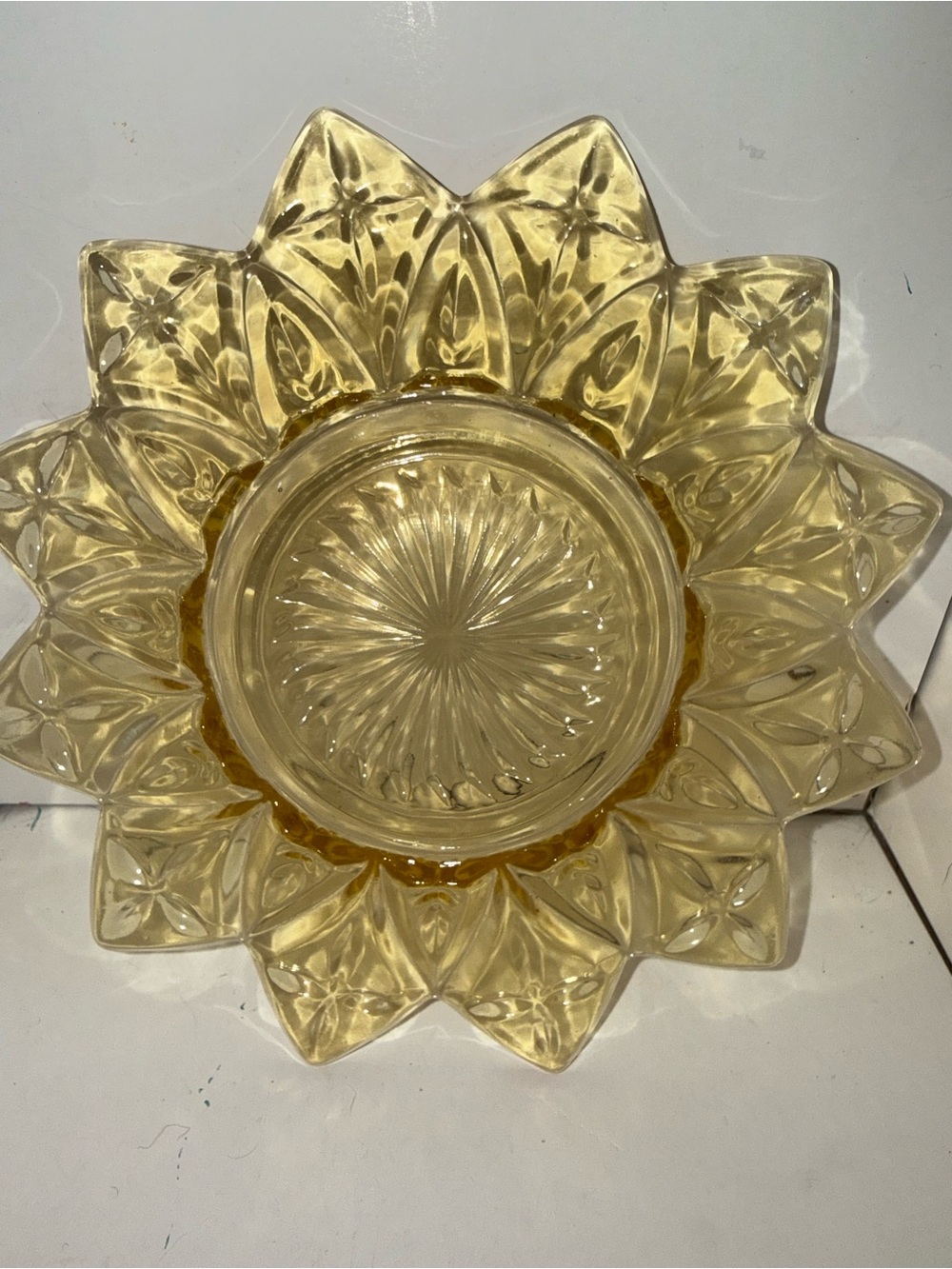 Federal Glass Decorative Sunburst Glass Bowl - Yellow